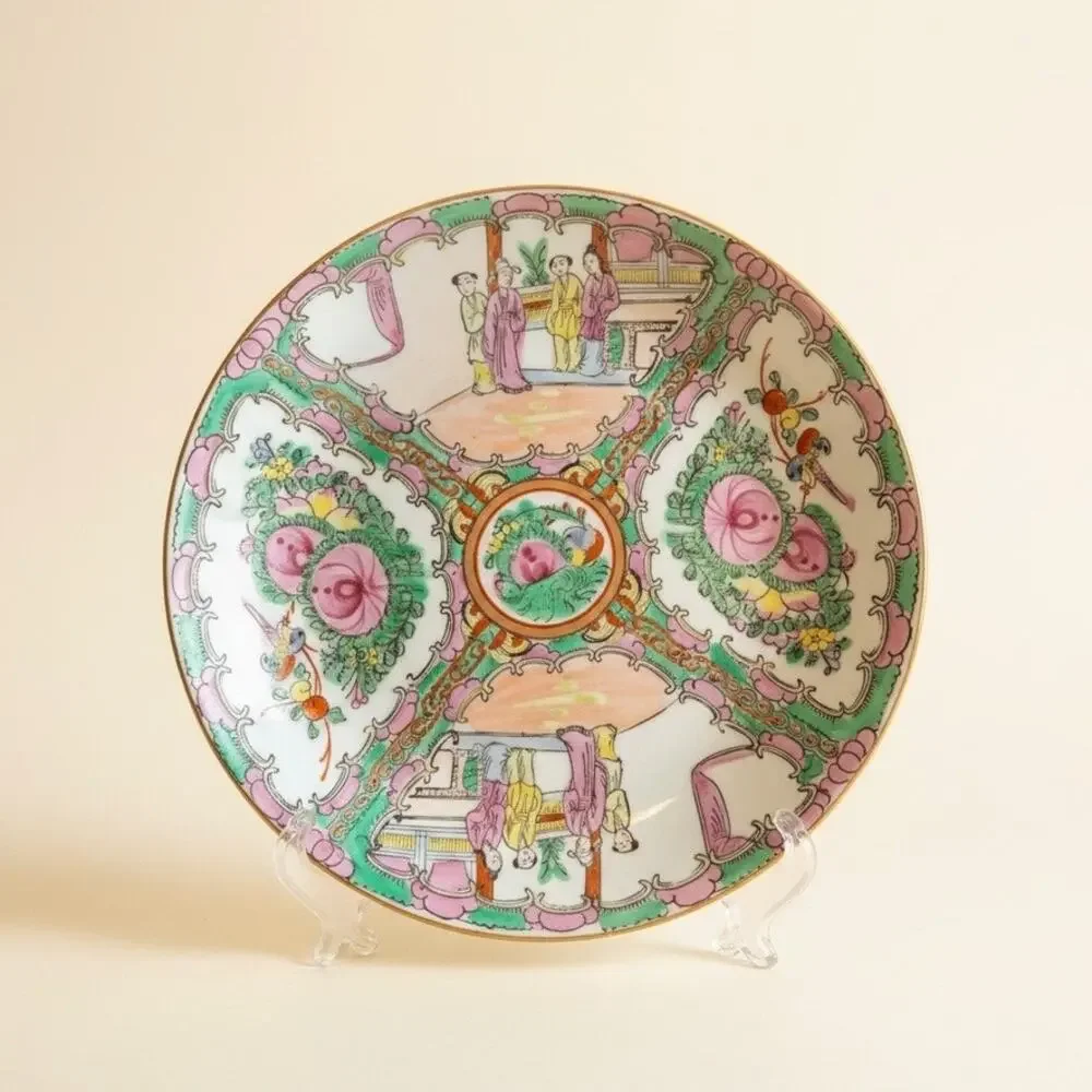 Vintage Chinese Rose Medallion Plate-Famille Rose-Qianlong Mark Charger-Asian
